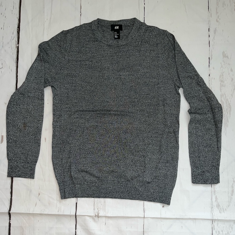 H&M Men’s Merino Wool Blend Medium Heather Gray Crew Neck sweater